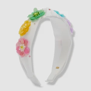 $32 Bari Lynn Kids Girl's White Floral Multicolor Georgette 3D Headband Size OS - Picture 1 of 2