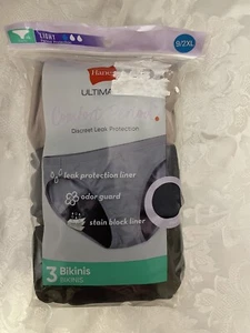 Hanes Ultimate Bikinis Light Comfort Period Protection 3-Pack Panties Size 9/2XL - Picture 1 of 6