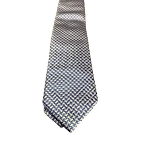 Charles Tyrwhitt Men's Blue Houndstooth Silk Necktie Classic Length - Picture 1 of 8