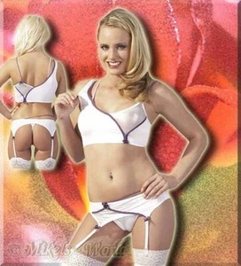 Lencería - Brillo Top & Straps Set blanco-púrpura-plata - Imagen 1 de 2