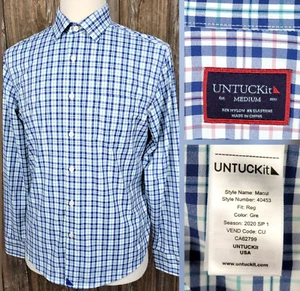 Camicia UNTUCKit Performance Macul con bottoni L/S a quadri casual elasticizzata uomo M usata in ottime condizioni! - Foto 1 di 17