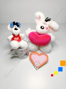 Lot Peluches Diddlina Diddl Coeur Rose Tasse Et Post-it Saint Valentin - Diddl - Picture 1 of 18