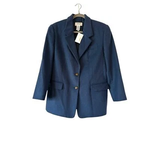 Talbots Blazer Size 10P Vintage 90's 100% Camel Hair Blue Italy Equestrian NEW - Picture 1 of 15