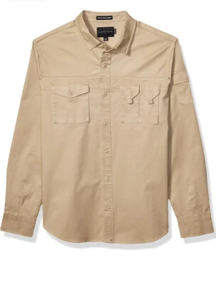 SEAN JOHN  UTILITY Flight LONG SLEEVE SHIRT SZ 2XL NEW Khaki Tan - Image 1 of 4