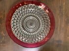 Vintage Indiana Diamond Point Glass Ruby Flash Large Serving Bowl Footed Base