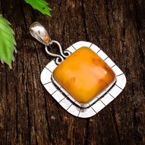 Pleasing Baltic Amber Gemstone 925 Sterling Silver Handmade Pendant B-337 - Picture 1 of 5