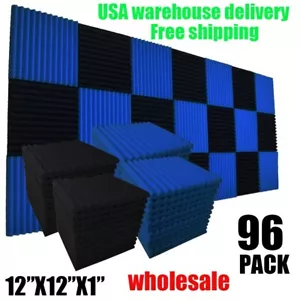96 PACK 12"X12"X1" Acoustic Foam Panel Wedge Studio Soundproofing Wall Tiles - Picture 1 of 7