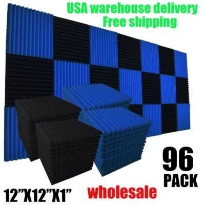 96 PACK 12"X12"X1" Acoustic Foam Panel Wedge Studio Soundproofing Wall Tiles - Image 1 of 4