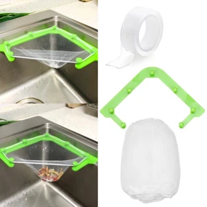 Garbage Storage Rack Sink Strainer Bag Leftovers Triangle Tri-Holder Filter - Picture 1 of 14