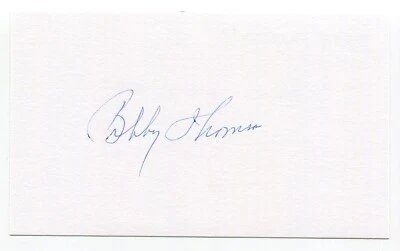 Bobby Thomson Signed 3x5 Index Card Autograph Baseball MLB 1951 New York Giants - Image 1 of 2