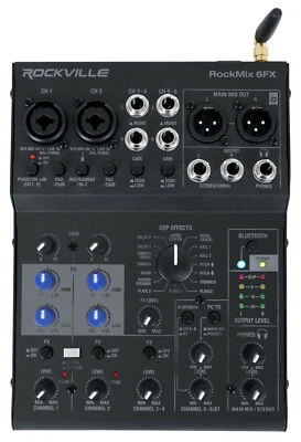Rockville ROCKMIX 6FX 6 Channel Mixer USB Computer Recording Interface+Effects - Image 1 of 4