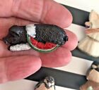 Vtg 3D Black Red Watermelon Pig Refrigerator Magnet Hand Painted Handmade 1.75 A