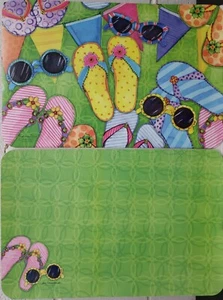 2 Same Reversible Nonclear Plastic Placemats (12"x18") SUMMER FLIP FLOPS ,CA - Picture 1 of 19