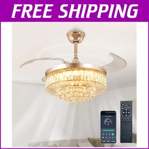 42" Modern Gold Ceiling Fan with Lights & Remote – Adjustable & Sleek Design - Picture 1 of 10