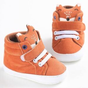 Winter Baby Boy Girl Crib Shoes Kid Fox Head Lace First Walker Toddlers Canvas S