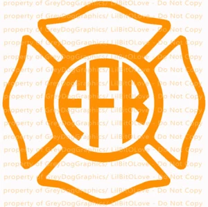 Custom Yeti Sized Maltese Cross Monogram Decal Initials Firefighter Fire Sticker - Picture 1 of 19