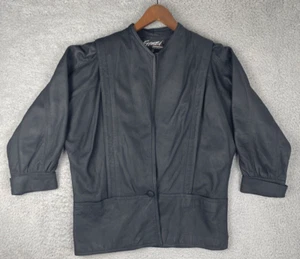 Vintage 80s Frenzi New Zealand Lambsuede Jacket Womens 14 Tall Black - Picture 1 of 12