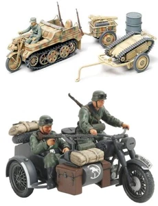 2 Modelli Tamiya - Moto e Side e Kettenkraftrad con Carrello Fanteria/Demo - Foto 1 di 10