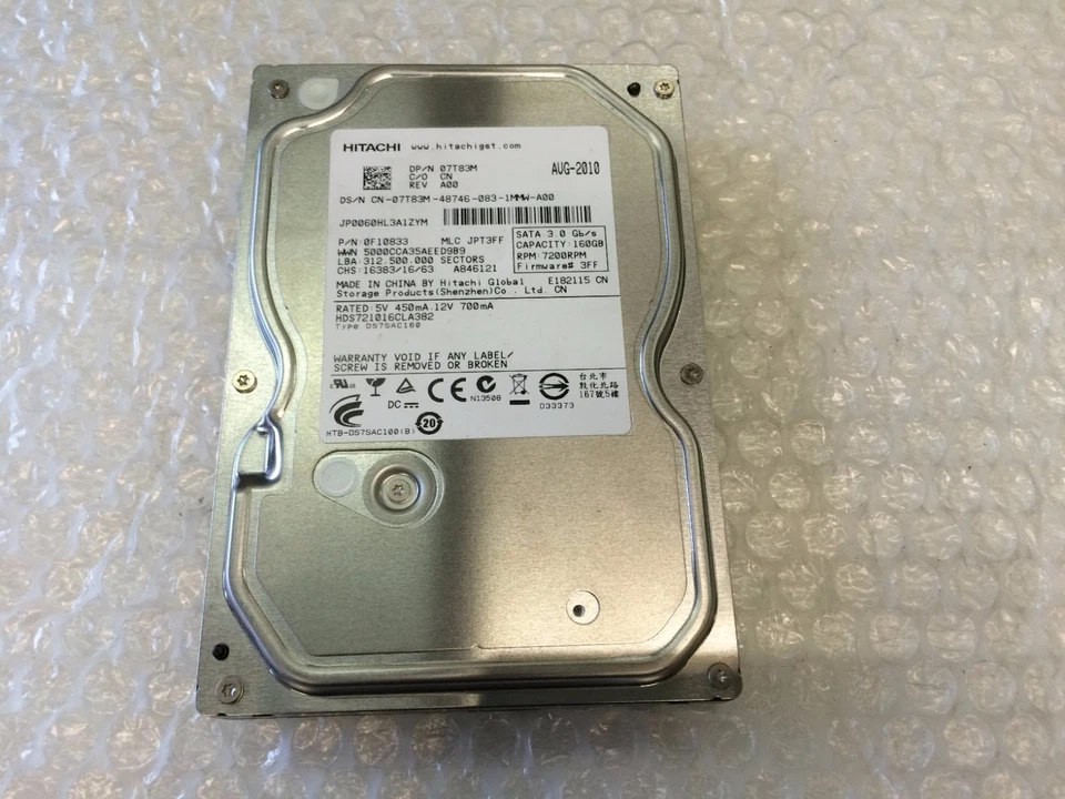 Hard disk Hitachi Deskstar 7K1000.C HDS721016CLA382 160GB 7200RPM SATA 8MB 3.5 @ - Immagine 1 di 1