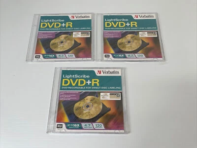 3x Verbatim LightScribe DVD+R Recordable Direct Disc Labeling - 4.7GB 120M 16X - Image 1 of 4