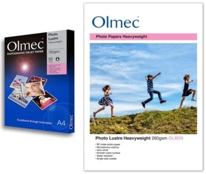 Olmec 260gsm Photo Lustre Inkjet Printer Paper A4 50 Sheets (OLM59A4) Inc VAT - Picture 1 of 1