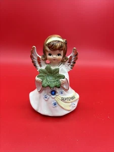 Estatuilla de ángel vintage Lefton Japón septiembre/estrás azul 6224 defectuosa - Imagen 1 de 8