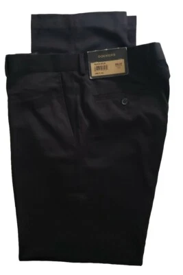 NUEVO $80 Dockers 34x32 Negro Sólido Poliéster Mezcla Rayón Pantalones de Vestir Frente Plano  Foto 1 de 4