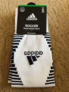 Adidas Team Speed Soccer OTC Socks White Black Small 1 Pair - Picture 1 of 5