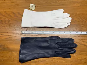 Womens Vintage Stetson White Gloves & Silk leather black gloves unmarked - Picture 1 of 11
