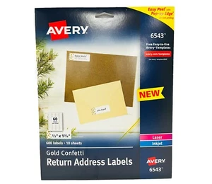 Avery Easy Peel Address Labels, 2/3" x 1-3/4", Gold Confetti Design, 600 Labels - Picture 1 of 4