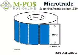 Barcode Labels 100MM x 60MM (2500LPR) 76MM CORE Direct Thermal - Picture 1 of 3