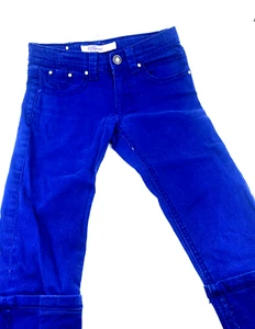 Girls Jeans Capri Size 8 Pants Children Kids Adjustable Waist Blue Button Vigoss - Picture 1 of 7