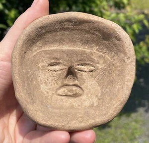 Ancient Pre-Columbian / Mississippian Terracotta Pottery Face Mold Bowl Clay - Picture 1 of 15