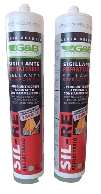 2Pz Mastice refrattario silicone alta temperatura 1200°C Forni stufe e caminetti - Immagine 1 di 4