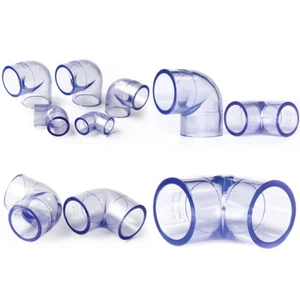 Clear PVC Elbow Pipe Fittings 20mm-110mm Aquarium Fish Tank Pond Solvent Weld - Picture 1 of 11