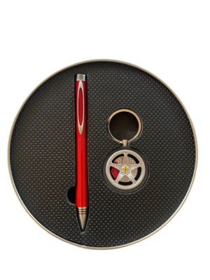 Ferrari Gift Set: Ferrari GT Wheel Keychain & Red Ferrari Pen in Gift Box - Image 1 of 4