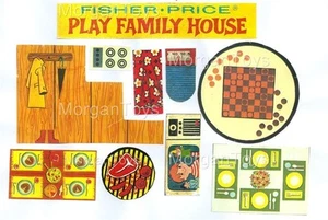 FISHER-PRICE #952 HAUSZUBEHÖR ERSATZ LITHOS Treppe, Tische, TV, Grill - Bild 1 von 1
