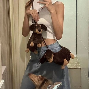 Plush Doll Dog Shoulder Bag Casual Messenger Bag Funny Children's Bag Girls - Picture 1 of 8