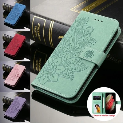 For Samsung S24 S23 S22 S21 S20 A14 A13A53 WOMEN Flower Leather Wallet Flip Case - Image 1 of 4