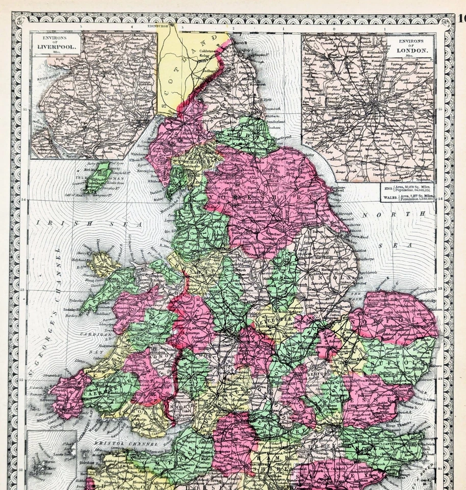 Mapa INGLATERRA 1887 ORIGINAL (12X9) TUNISON - LONDRES - CONDADOS MUNICIPIOS Foto 1 de 4