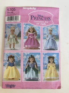 Schnittmuster von Simplicity Disney Prinzessin Kostüme für 18" Puppen ungeschnitten 5705 - Bild 1 von 3