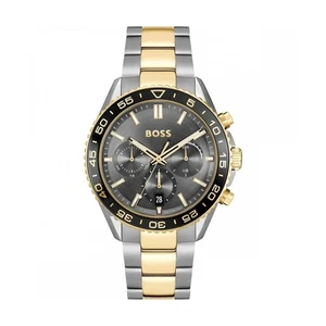 Genuine BOSS Chronograph Runner 43mm Two Tone Mens Watch Grey Dial 1514144 - Picture 1 of 6