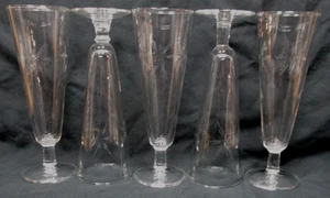 5 MCM 8 1/4" high glass beer pilsners with trio of starbursts on each - Picture 1 of 7