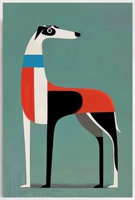 Dog Canvas Wall Art  ABSTRACT GREYHOUND  Modern  12 x 18  Unframed    889 - Image 1 of 4