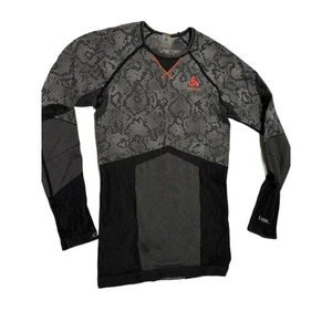 Odlo Gray/Black Patterned Blackcomb Long Sleeve Activewear Baselayer Sz S run - Picture 1 of 5