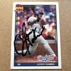 1991 Topps #453 LENNY HARRIS Autographed SIGNED Card - Los Angeles Dodgers - Picture 1 of 2