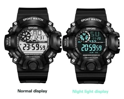 Reloj deportivo digital a prueba de golpes resistente al agua fecha temporizador de cuarzo Foto 1 de 4