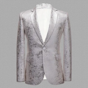 Shiny Men's Tuxedo Jacket Suit Blazer Dinner Coat Top Wedding Dress Fashion Slim - Picture 1 of 15