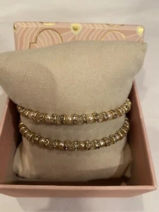 House Of Harlow Beaded Bracelet Set Of 2 Pearl + Rhinestone Strand Bracelets - Picture 1 of 5