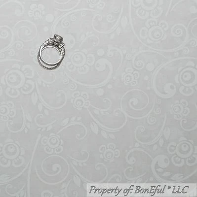 BonEful Fabric FQ Cotton Quilt White Off Ivory Calico Flower Dot Swirl Victorian - Image 1 of 4